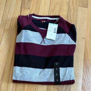 Maroon and Black Striped Long Sleeve Shirt